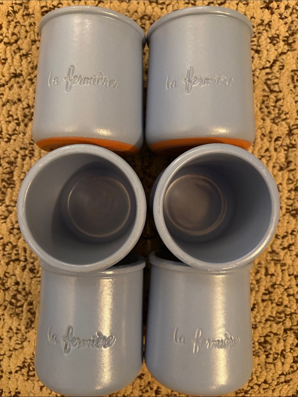 Blue Ceramic La Fermière pots - Set of 6